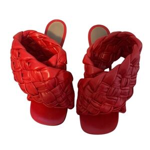 Bottega Veneta Red Woven Heels